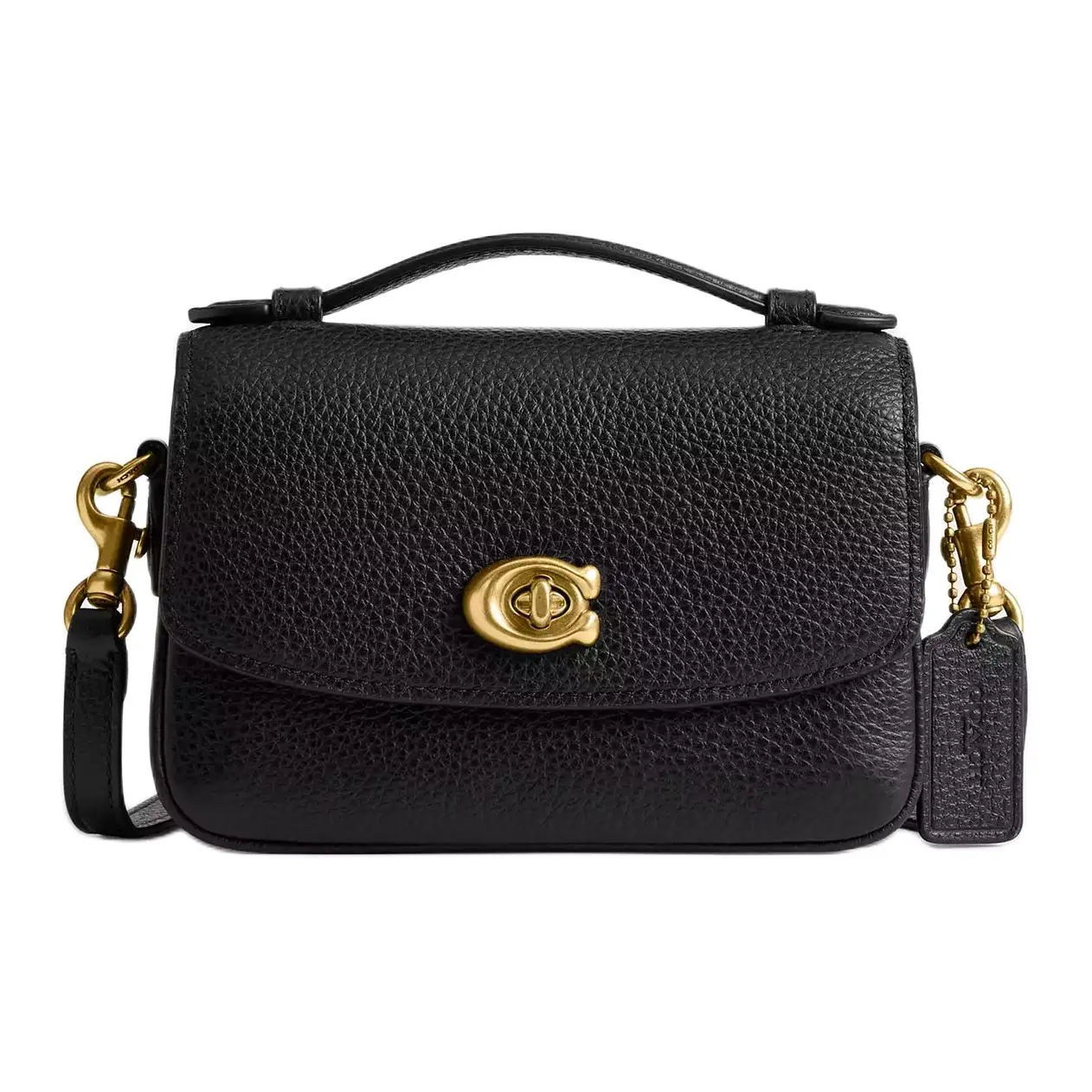 COACH Cassie 17 Crossbody Handbag for Women – Detachable Strap, Pebbled Leather, Small Size, Black