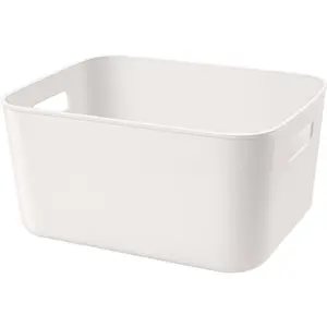Set Of 2 Plastic Storage Bins,10.5×8×5.5" Versatile Kitchen Pantry Organization and Storage,for Plastic Storage Container Under Bed,Under Sink Bathroom Organizer (2 Pack Medium, White)