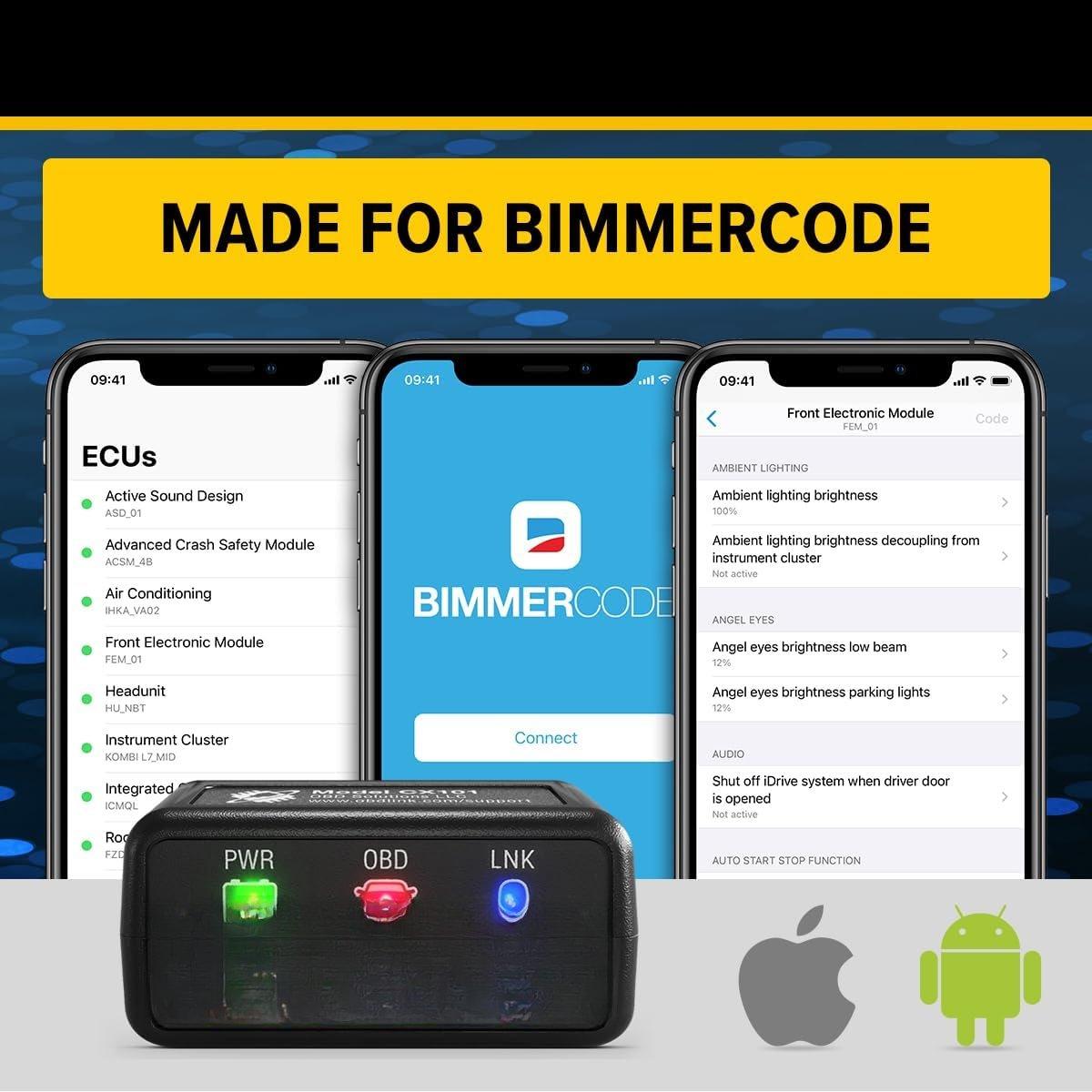 CX Bimmercode  5.1 OBD2 Adapter for /Mini, Works with /iOS & Android,  Coding, OBD II Diagnostic Scanner