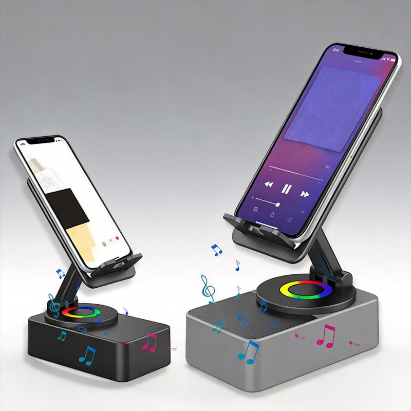 Wireless Bluetooth Audio Speaker with LED Light Phone Bracket Holiday Presents Universal Mobile Stand Mount