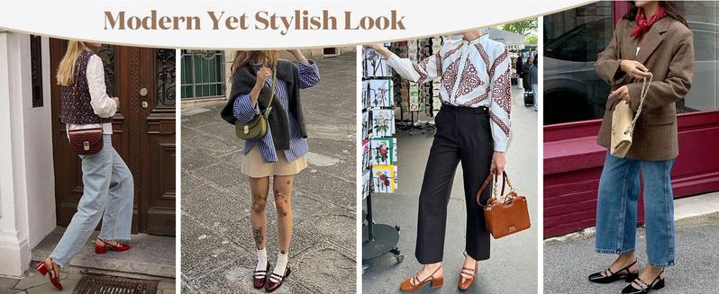 Coutgo Womens Mary Jane Chunky Low Heels Slingback Pumps Closed Square Toe Wedding Dress Shoes