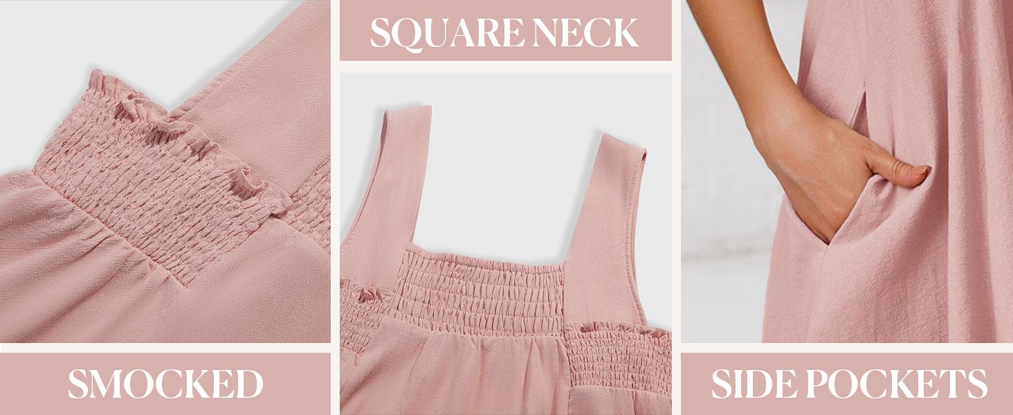 Imily Bela Women 's Summer Casual Sleeveless Mini Dress Square Neck Smocked Swing Loose Babydoll Dress Imily Bela Women 's Summer Casual Sleeveless Mini Dress Square Neck Smocked Swing Loose Babydoll Dress