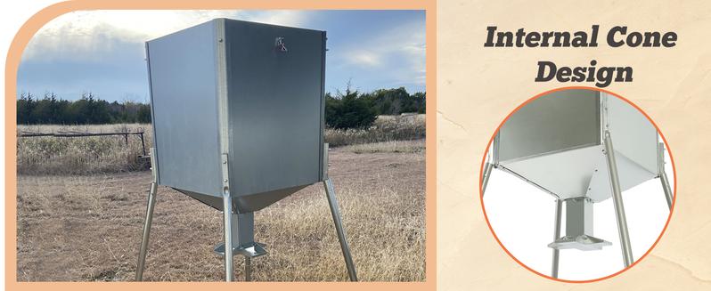 HECASA 450LB Capacity Big Game Gravity Deer Feeder Galvanized Steel Hunting w/o Foot Kit Outdoor