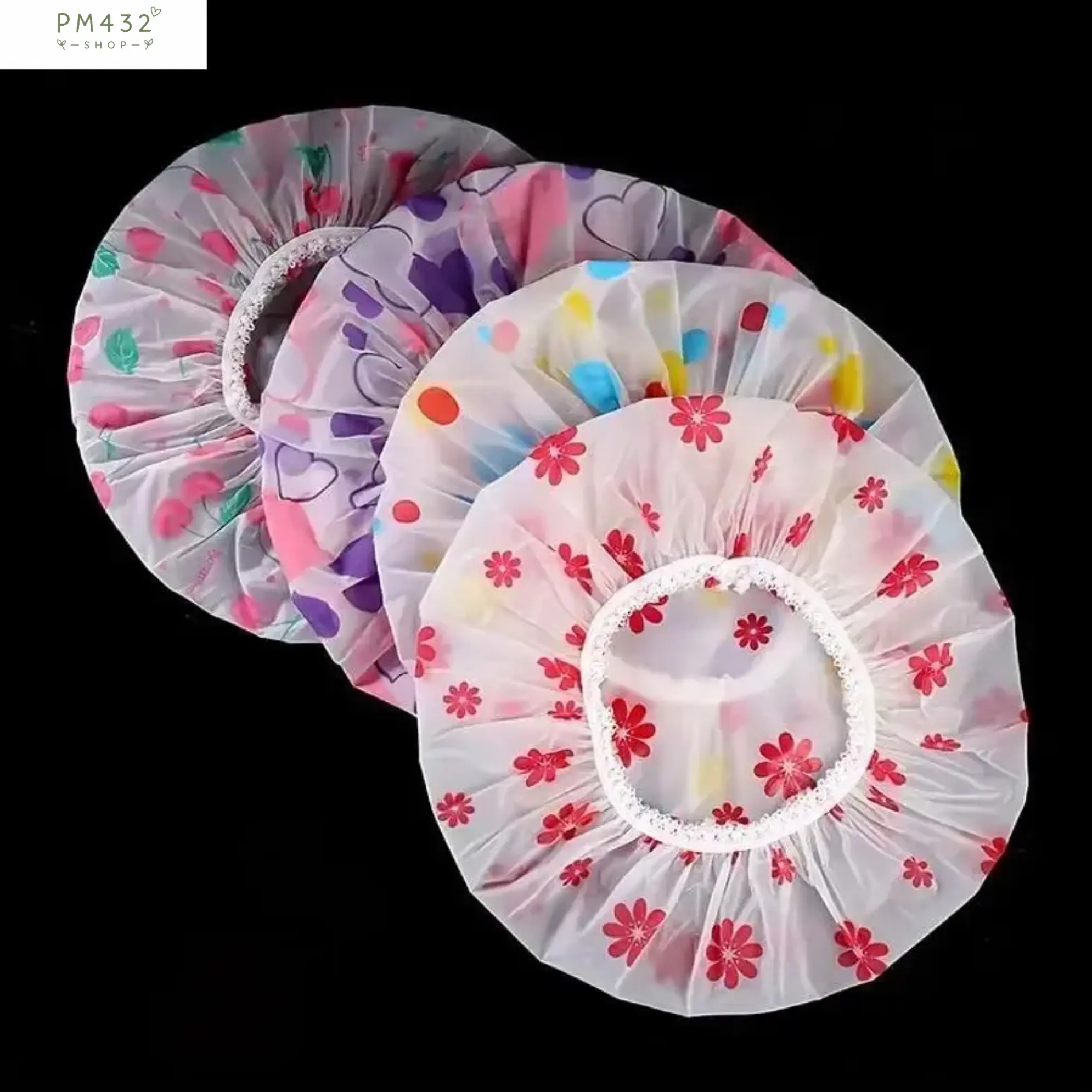 Women’s Reusable Shower Cap Set, 5 Pack or 10 Pack Thick Waterproof Hair Caps with Cute Print Designs, Adjustable Elastic Band Bath Caps for Hair Protection, Comfortable Shower Accessories for Home, Travel and Salon Use