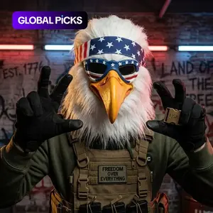 Latex Eagle Mask with American Flag Headband, Realistic Bird Head Mask for Halloween, Cosplay Costume, Freedom Party Supplies, Party Accessories
