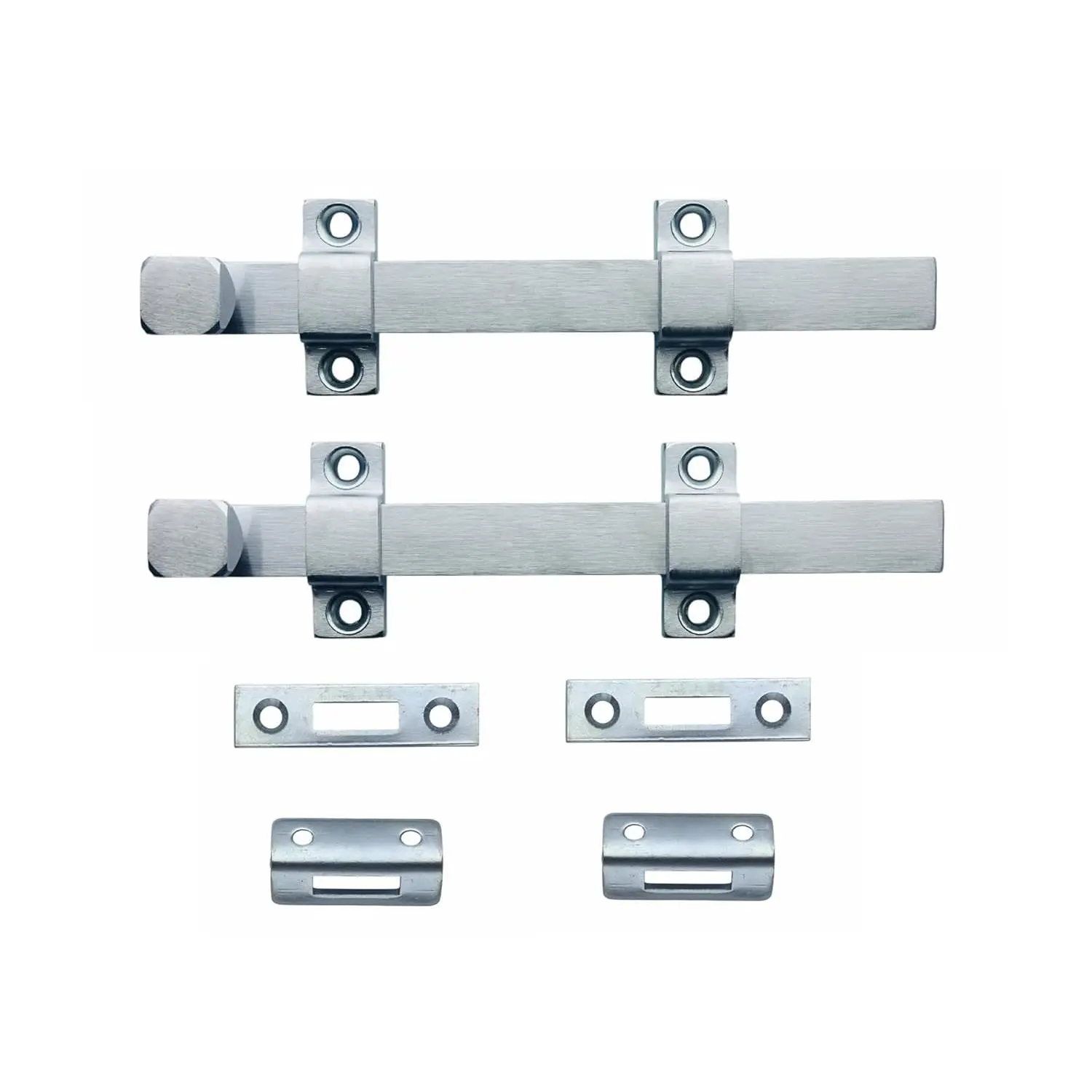 Heavy Duty Surface Bolt, Steel, 8", Brushed Chrome Finish, 2 Pack,  Taiwan