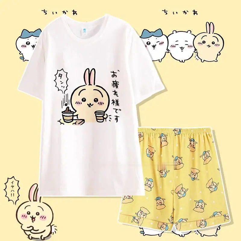 Women's 2 Piece Pajama Set, Cute Cartoon Animal Motif 100% Cotton Loungewear, Long Sleeve Loose Fit Nightwear, 2 Piece Sets, Fabric