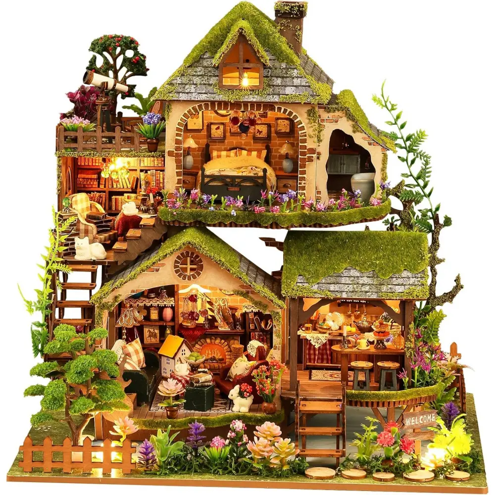 Spilay Book Nook Kit for Adults, Forest Adventures DIY Miniature House Kit |   With Music Box, 3D Wooden Puzzle Craft Set for Bookshelf Decor, Desk Display, Book Lover Gifts & Home Decoration