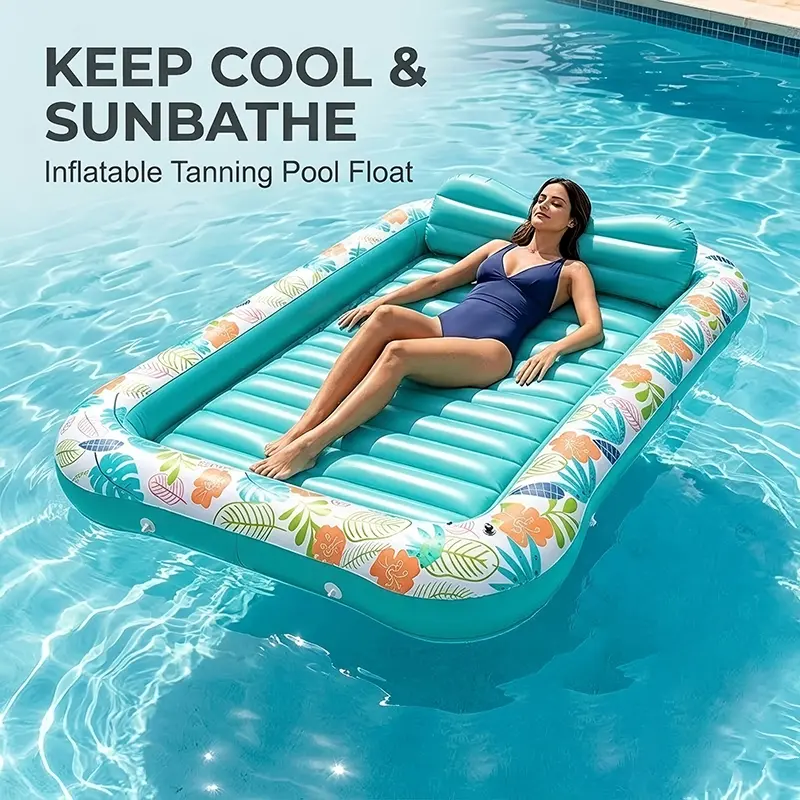 Inflatable Sunbed for Tanning, PVC Inflatable Float Bed, Outdoor Water Float, Adult Extra Large Sunbed, 87inch X 63inch, Pool Float, Lounge Float, Beach Sunbed, Inflatable Pool Lounger, Inflatable Pool Floats, Pool Floaties
