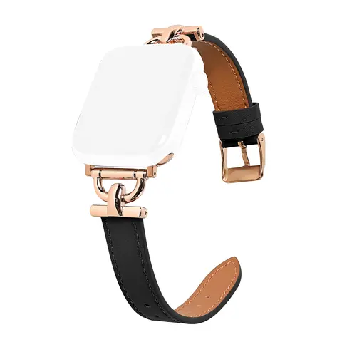 Women's Fashion Metal Clasp Thin PU Leather for Apple Watch Band, Compatible with Series Ultra/se/s10/9/8/7/6/5/4/3/2/1, Sizes 38-49mm, Watch Straps (Band Only)