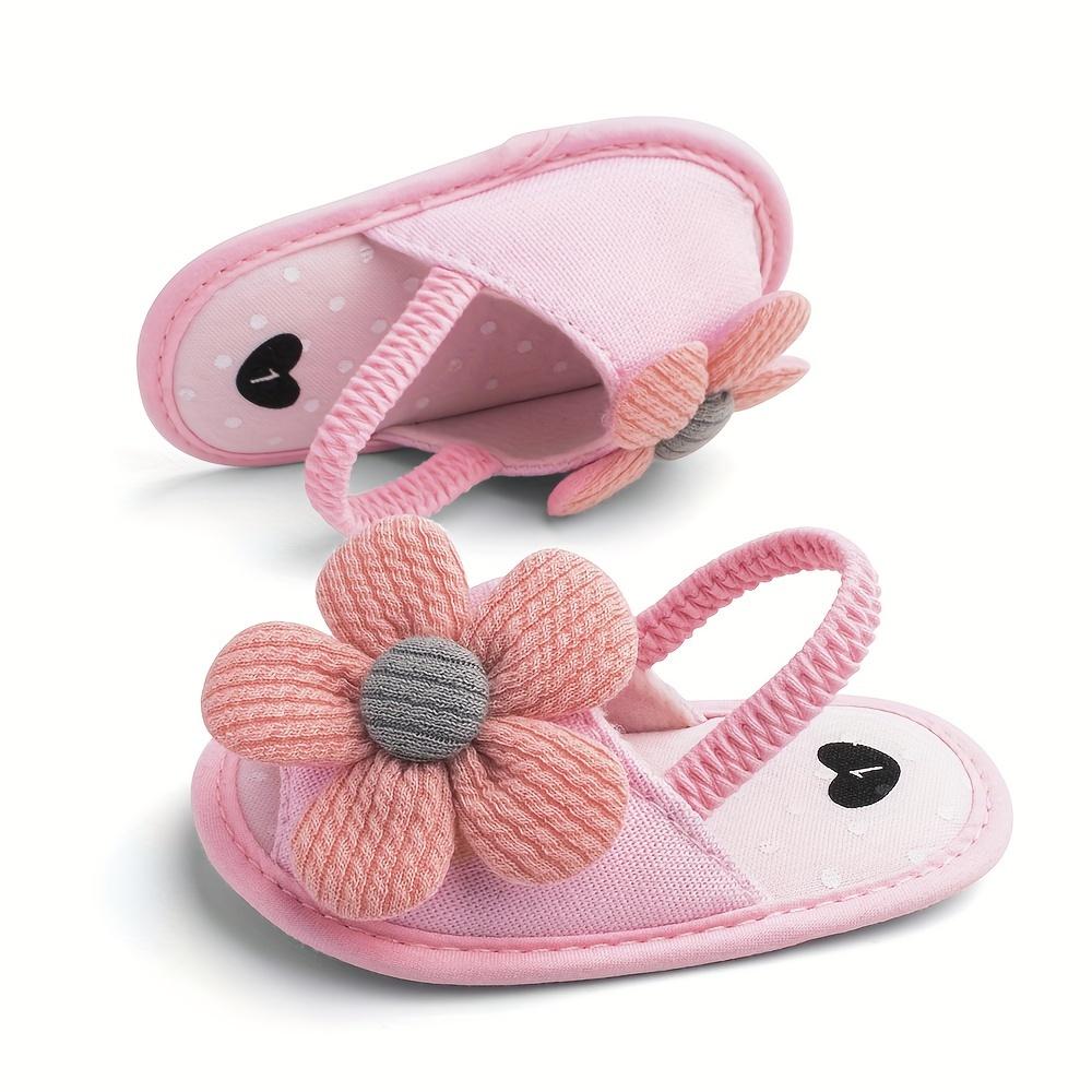 Trendy Cute Flower Decor Sandals Baby Girls, Breathable Lightweight Walking Shoes And