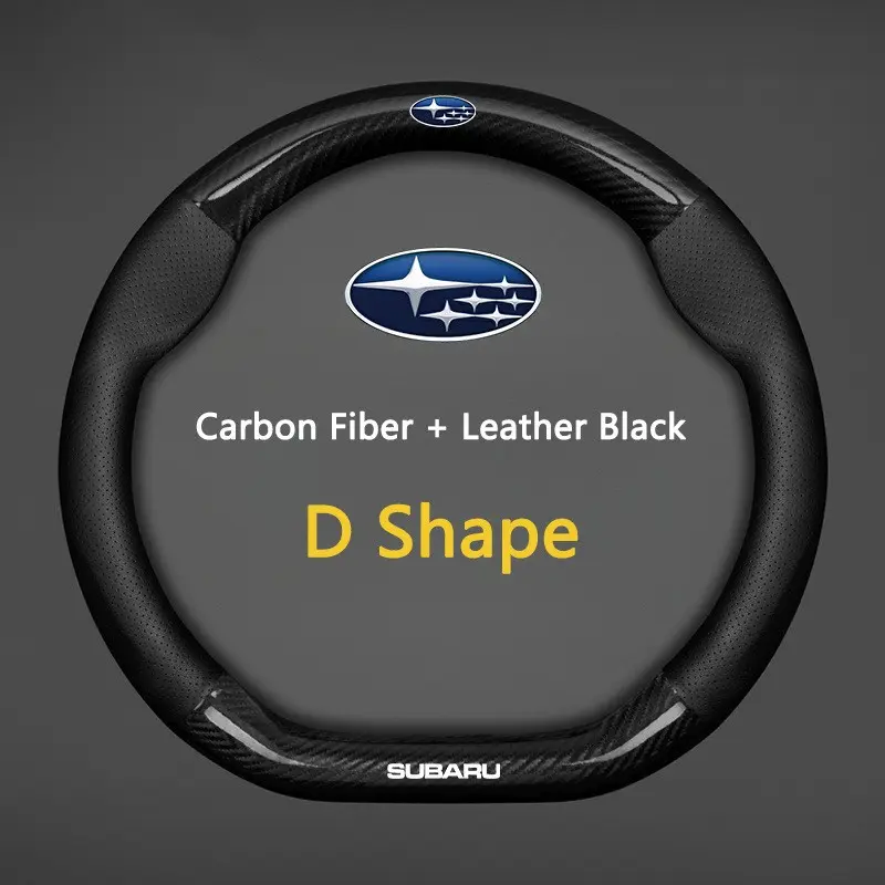 38cm High Quality Car Anti-Slip Steering Wheel Cover Carbon Fiber Leather Booster Cover For Subaru STI Brz Wrx Xv Ascent Forester Outback Impreza Legacy Accessories