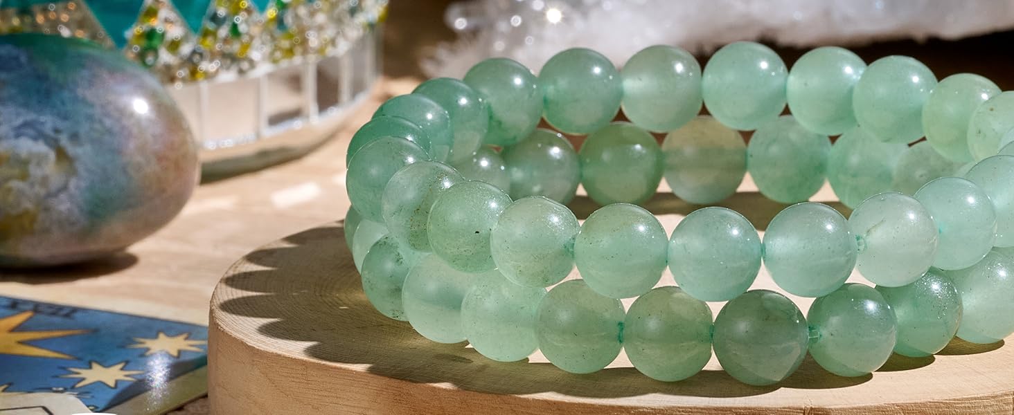 Bivei Natural Gemstone Semi Precious Healing Crystals Handmade Stretchy Round Beads Bracelet,Stocking Stuffers for Women Enhance Positive Energy