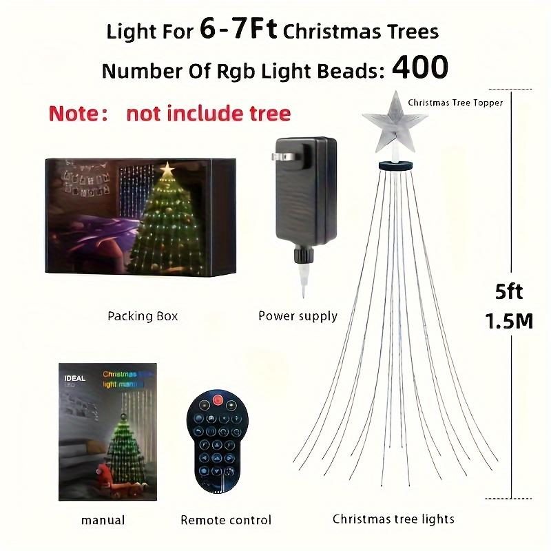 Hoodink Smart Christmas Tree Lights, Treeless with Remote and APP Control, RGB Color-Changing Light String with 400 LEDs, 11 Modes, Timer, Music Sync, Suitable for Christmas Decorations and Holiday Party Decorations