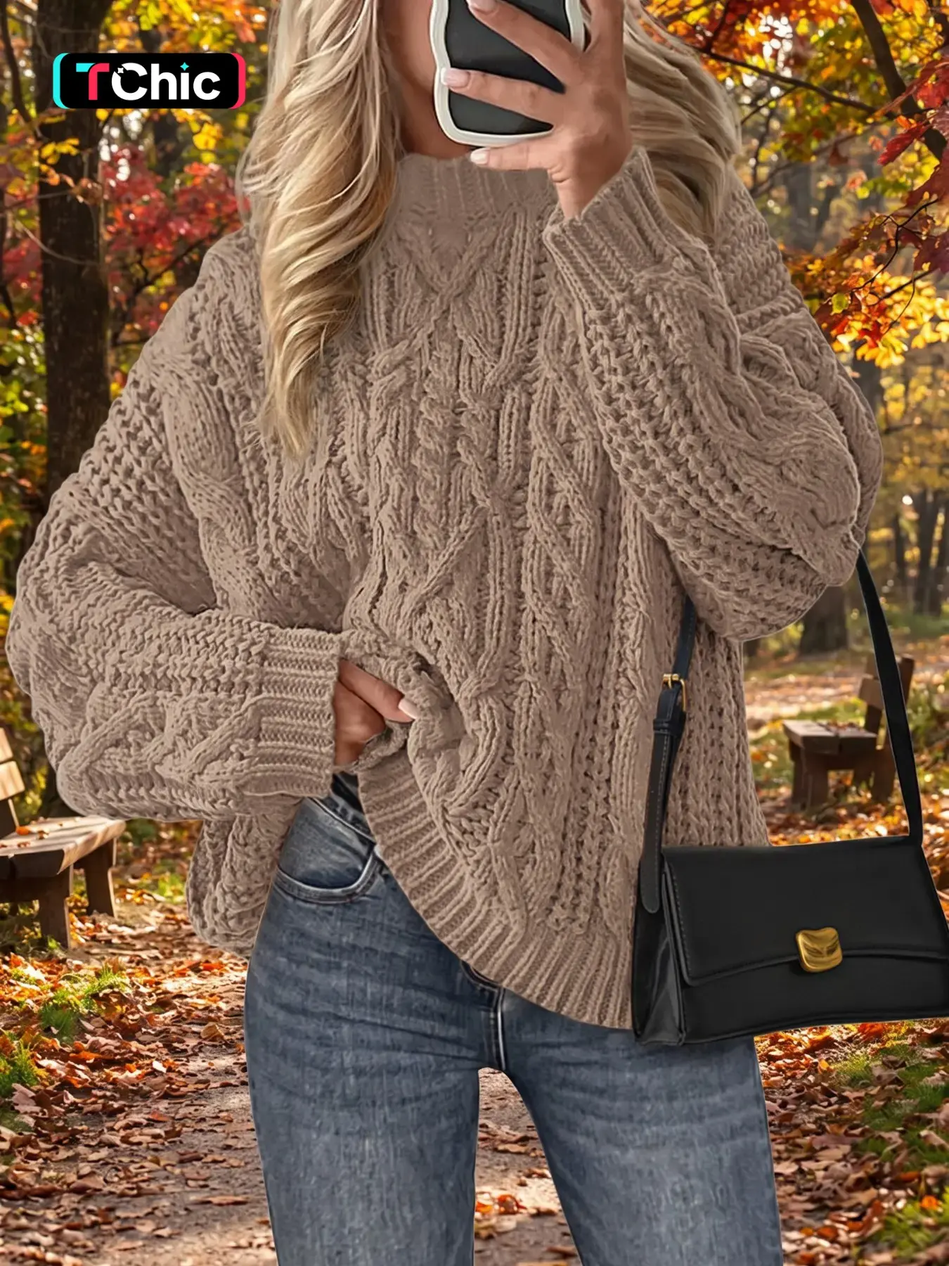 Women's Crew Neck Cable Knit Long Sleeve Pullover Sweater, Fall Winter Basic Everyday Casual Loose Fit Solid Color Fashion Stylish Cozy Soft Warm  Chic Street Cute Sweater Top, Women Winter Sweater, Knit Tops for Autumn Knitwear