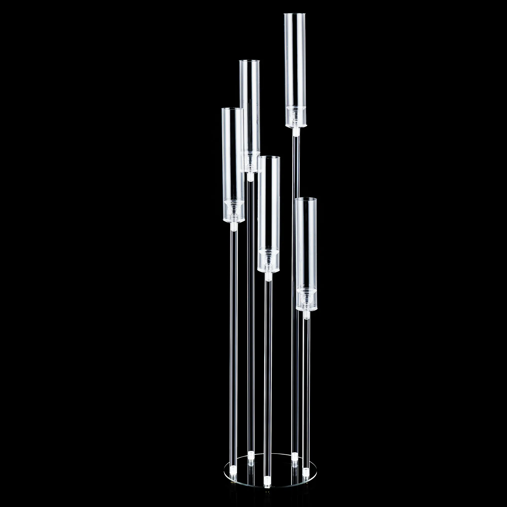 5 Arm Acrylic Candelabra Centerpieces for Tables, Clear Candle Holder for Wedding, Floor Candelabro Holders