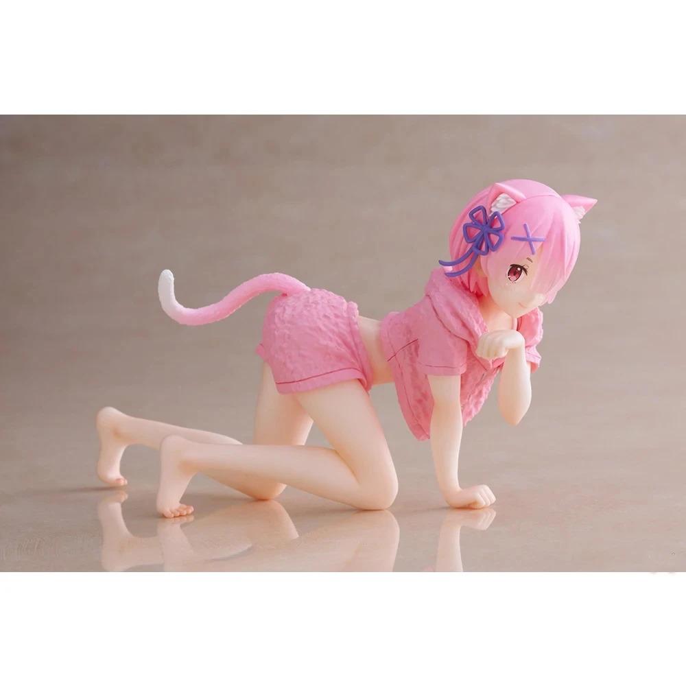 Anime Rem/Ram Ramu Figure Lying pose Action Figure Cute Cat loli PVC model Collection Desktop decorations Child toy Gifts