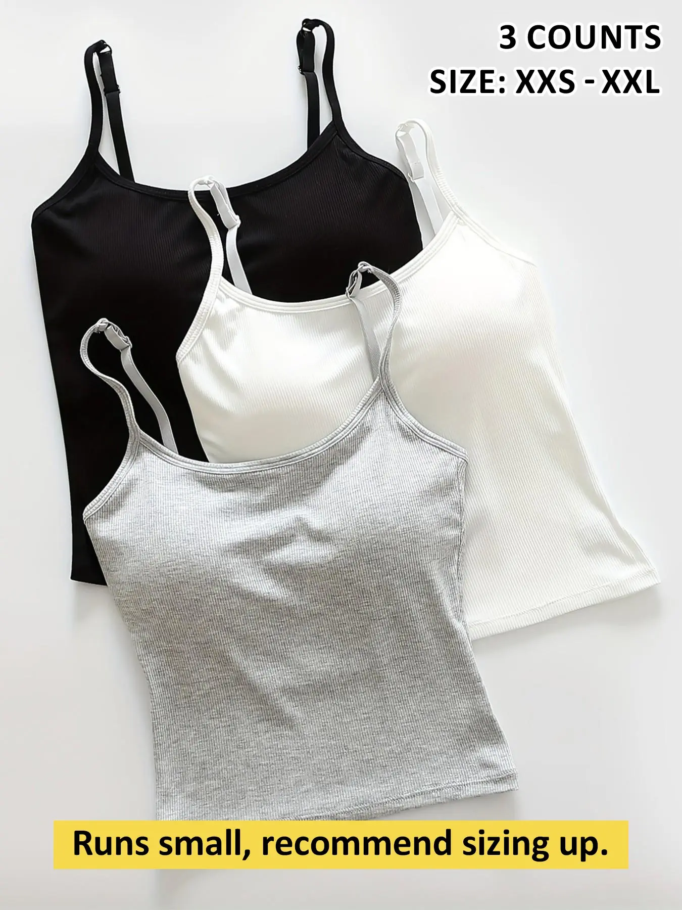 Women's Plain Ribbed Viscose Camisole with Padded Bra, Available in 12 Colors, Casual Fitted Vest for All Seasons, Thin Underwear for Daily Wear