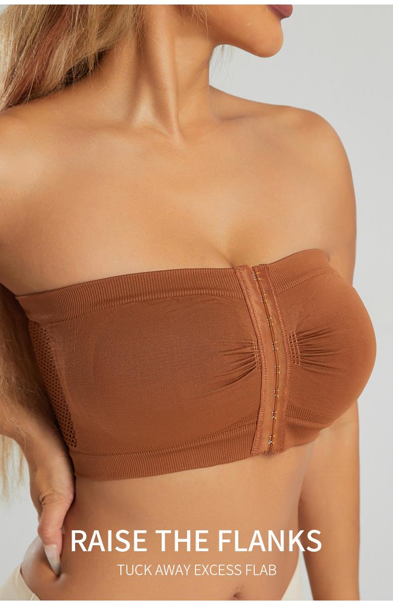 Plus Size Women's Underwear, Front-Clasp Strapless Bustier, Ladies' Bra, Push-Up, Non-Cup Chest Wrap, Beautiful Back