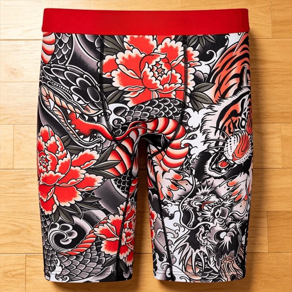 Mens Streetwear Boxer Briefs Ice Silk Compression Underwear Quick Dry Breathable Seamless Athletic Performance Fit