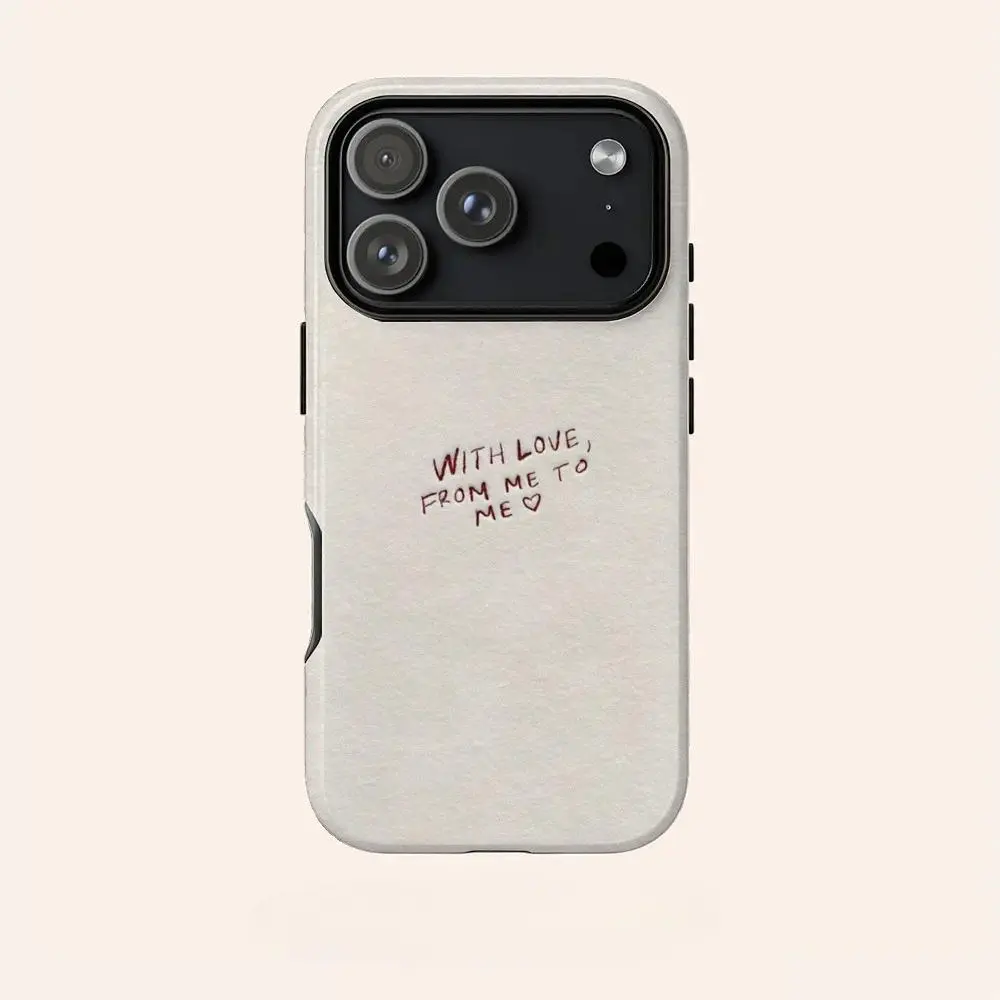 Aesthetic Text With Love From Me To Me Phone Case, Anti-slip & Fade Resistant. Compatible with Apple 17/16/15/14/13/12/11/X and Samsung S26/25/24/23/22/21 phones. Shockproof phone case — lightweight, stylish, and durable.