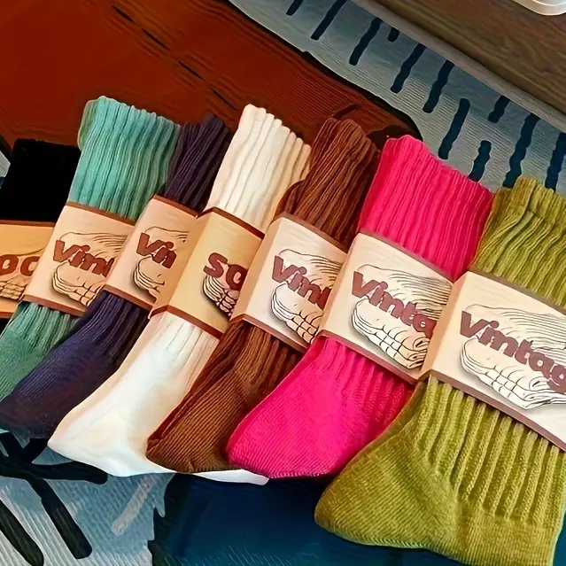 Women's Assortment Pack Mid-Calf Socks - 4 Pairs Unisex Slouchy Crew Socks, 98% Cotton, Solid Colors, Seamless, Breathable, Cozy for Fall, Winter, Unisex Pack, Adults, Above The Ankle Mid-Calf Socks