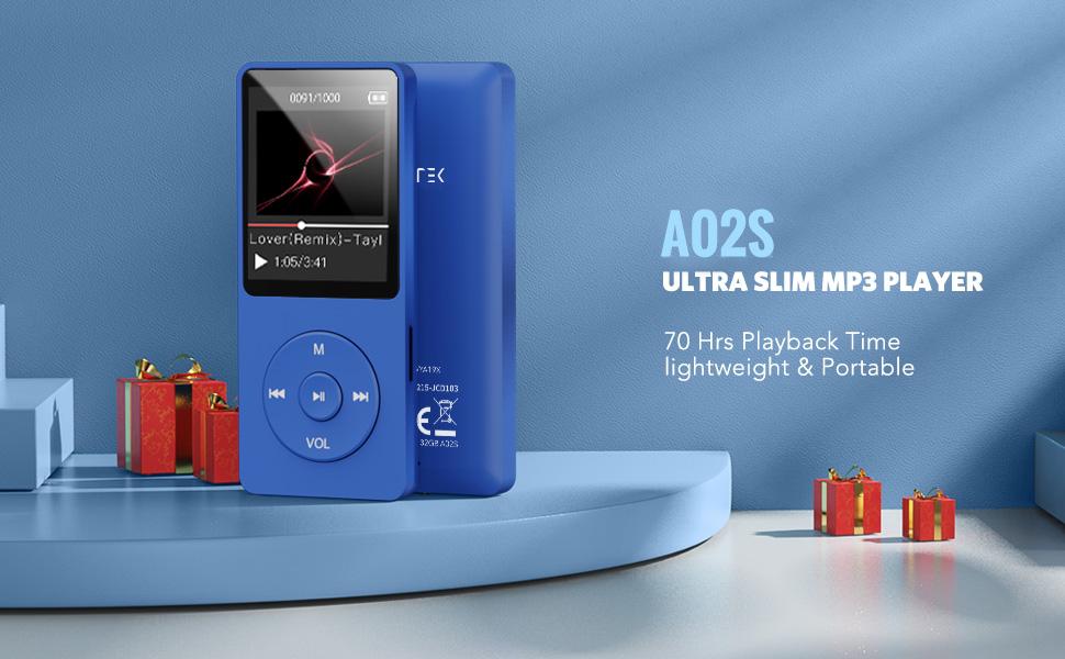 16GB MP3 Player, 70 Hours Playback Lossless Sound Music Player, Supports up to 128GB, Dark Blue