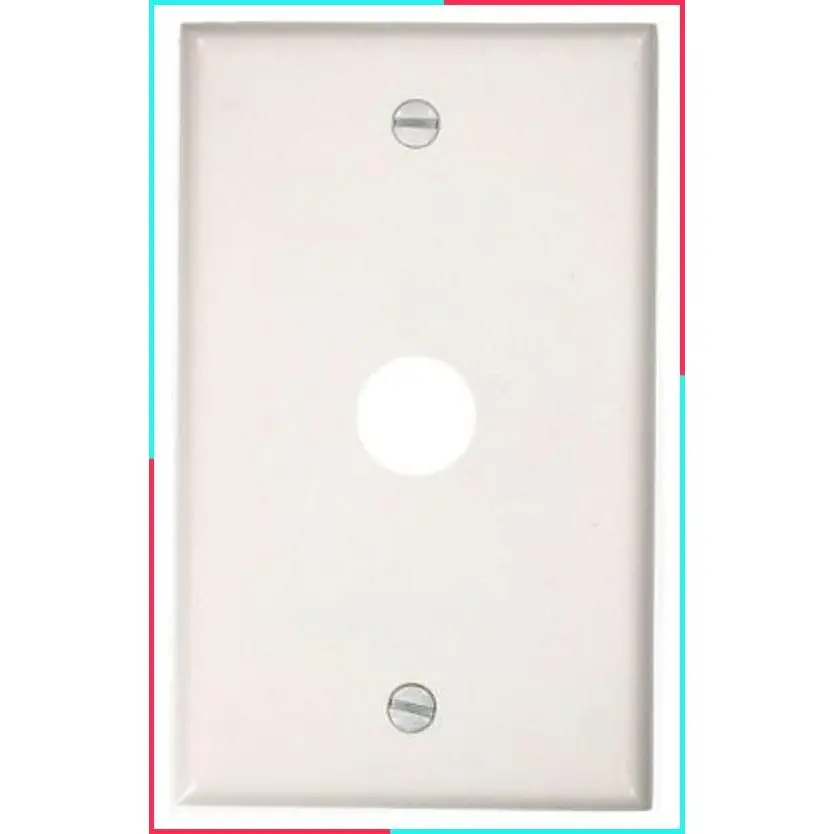1-Gang 0.625" Hole Telephone/Cable Wallplate, Standard Size, Thermoset, Box Mount, White