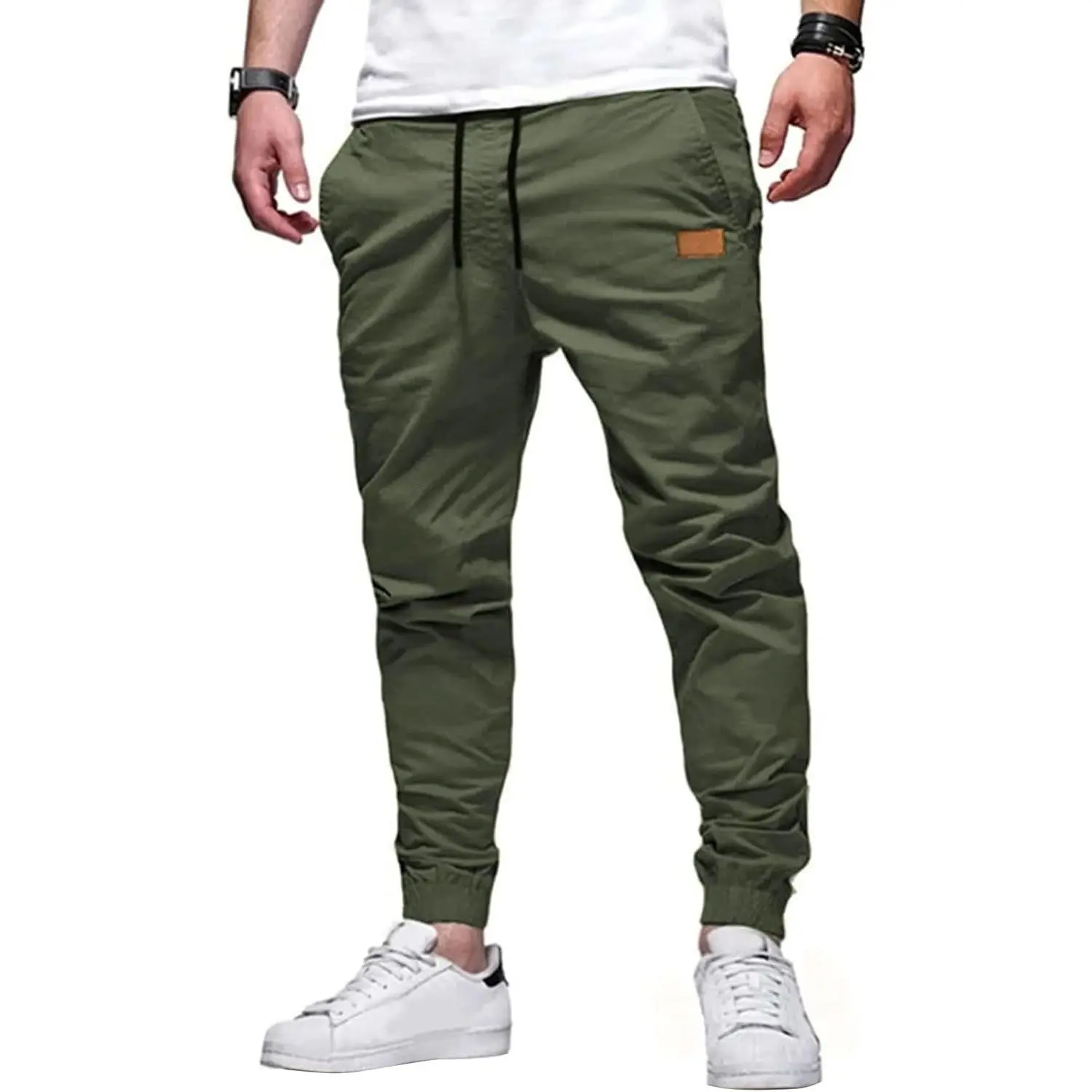 Men's Cotton Stretch Twill Joggers - Tapered Fit Athletic Track Pants with Drawstring Waist & 6.7" Phone Pockets, Casual HikingGift
