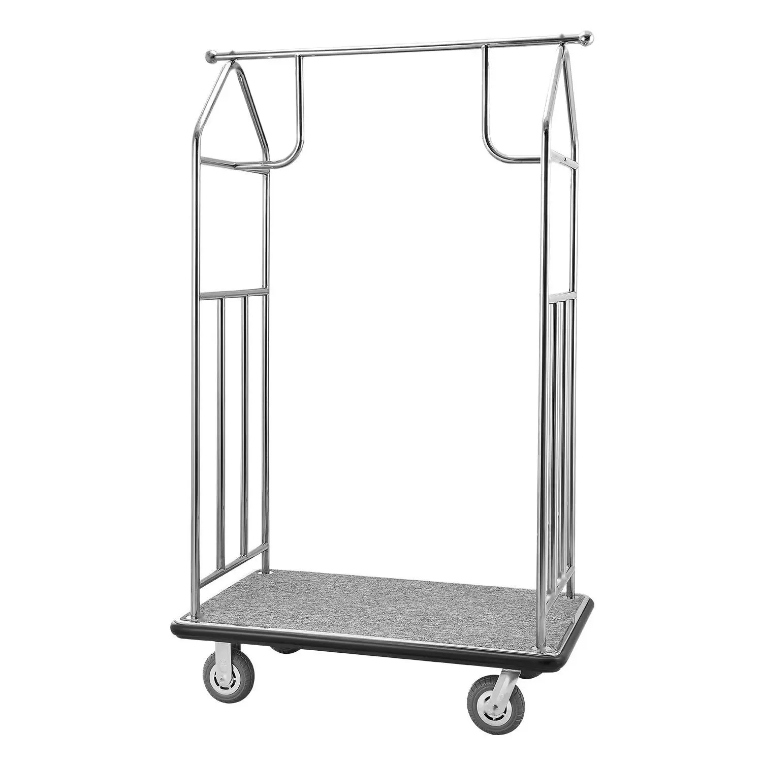 Hotel Luggage Cart 800 Lb Capacity, Brushed Stainless Steel Finish, Heavy Duty Bellman's Cart With Quiet Rolling Casters, Durable Service Trolley For Hotels, Housekeeping, Airports, And Concierge Desks