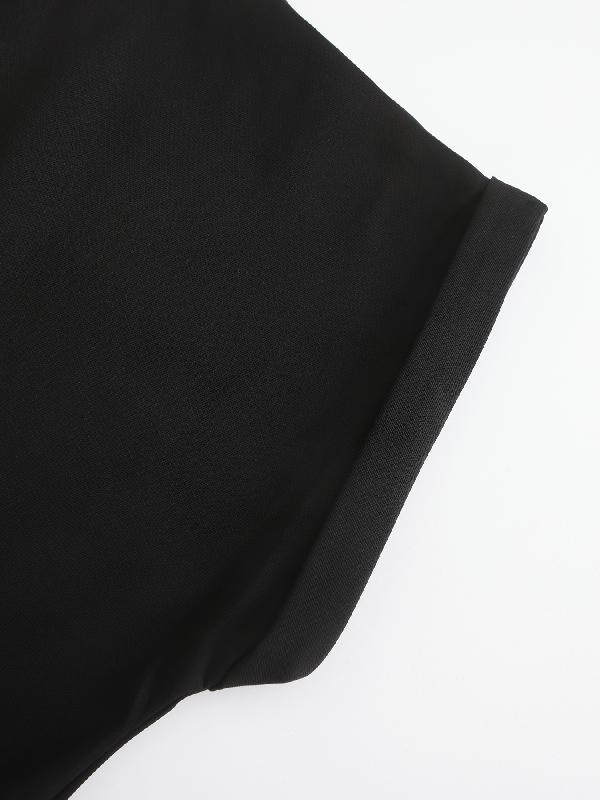 UOOZEE Women's Basic Cap Sleeve Wide Leg Jumpsuit - Fitted Polyester Work Outfits Womenswear Overall with V-Neckline - Chic & Elegant Style (the size is one size smaller,it is recommended to order a size larger) Shortsleeves teacher/interview outfits