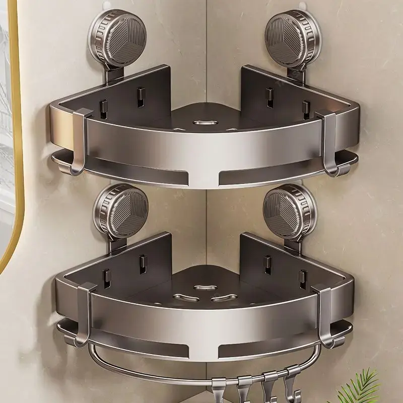 [Tao Shi] Bathroom suction cup triangular basket storage rack, no-drill wall-mounted washbasin storage shelf