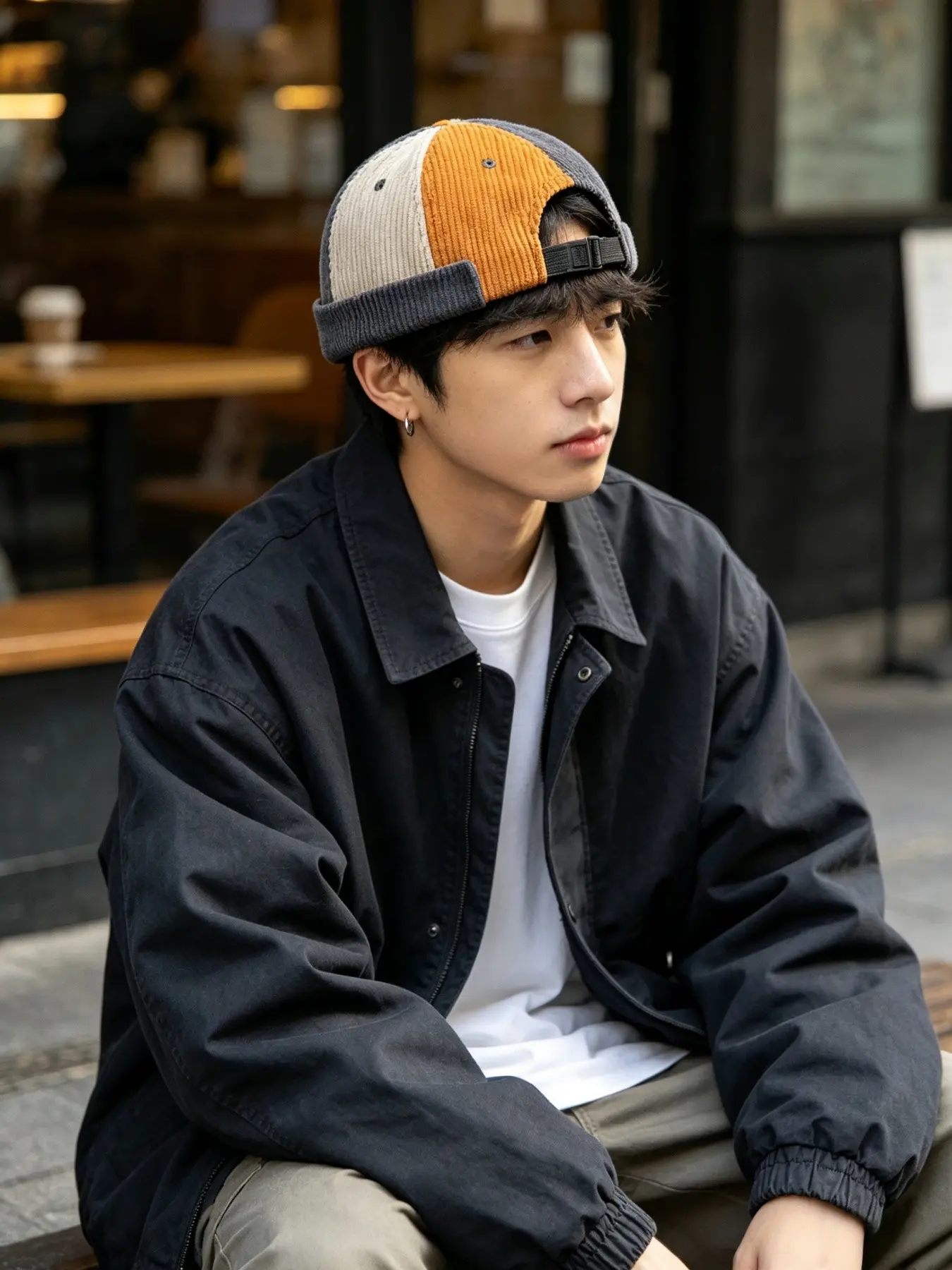 One Piece Color Block Corduroy Skullcap Vintage Splicing Landlord Hat Grandpa Hat Soft Warm Brimless Docker Cap