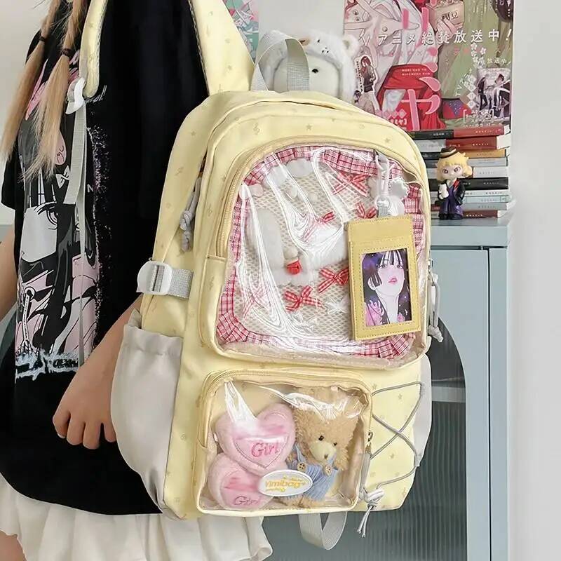 New Y2K Cute Ita Backpack Large Capacity Commute Rucksack Girl Transparent DIY Display Knapsack Outdoor Fashion Travel Schoolbag