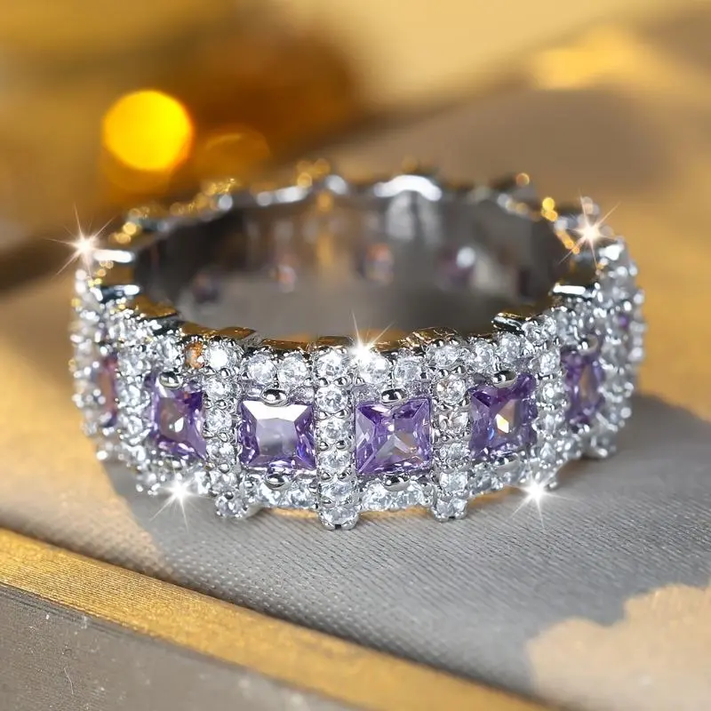 Amethyst Engagement Ring for Women, Elegant Fashion Ring with Brilliant Cut  for Proposal or Bridal Wedding, Fashion Engagement Rings, Rings For Women