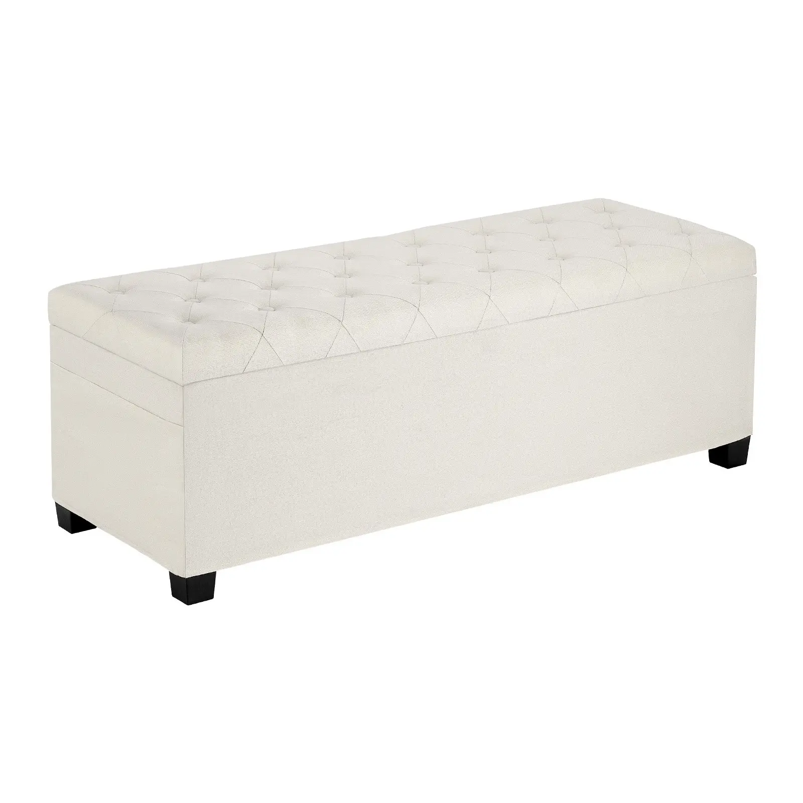 VEVOR Rectangle Traditional Linen Fabric Storage Ottoman Bench, Button-Tufted End of Bed Bench with Side Bags, Flip-Up Lid Upholstered Storage Chest with Metal Frame, 660lb High Load Capacity, Assembly Required for Bedroom, Entryway