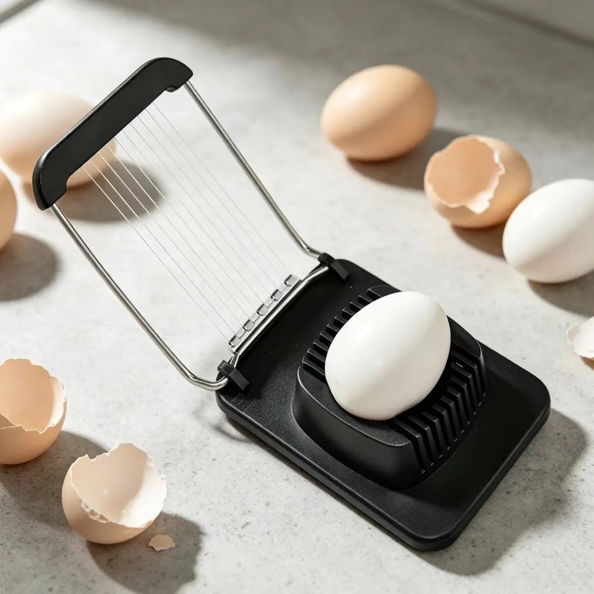 Multi-Functional Egg Slicer, Stainless Steel Hard Boiled Egg Cutter, Easy Clean Breakfast Kitchen Tool, Portable Food Prep Knife