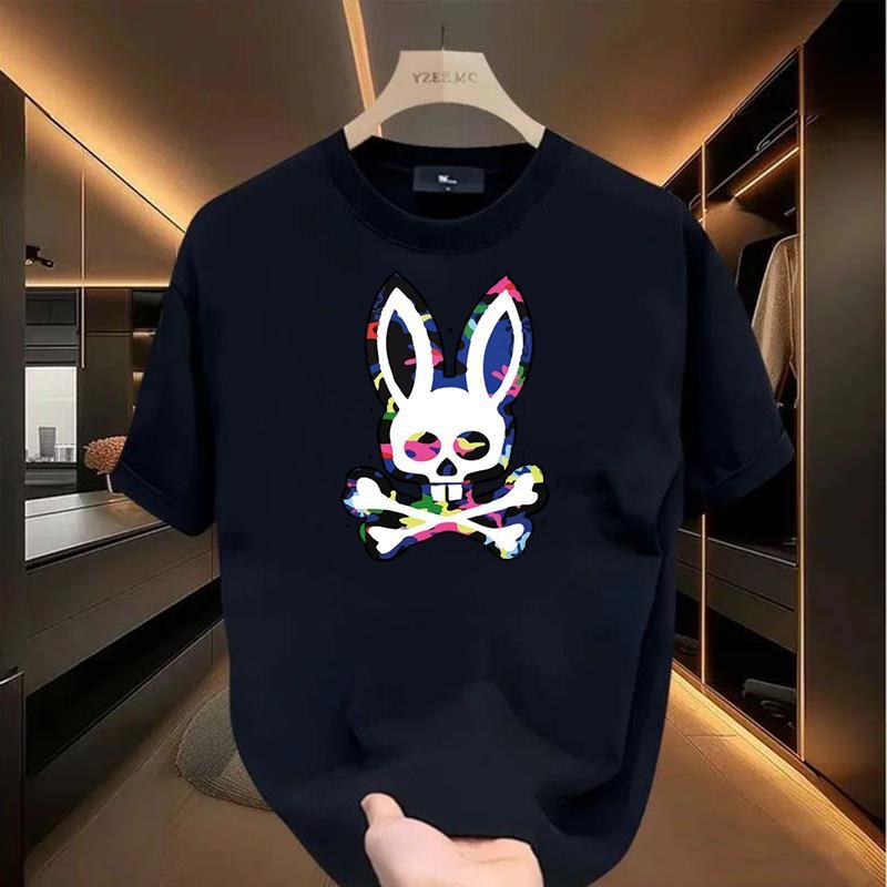 Fashion TrendsColorful bone rabbit T-shirt, suitable for men, women, mothers and friends, couple style, fashionable and loose, youthful and energetic, men's daily wear tops, casual, clothing, simple and trendy, cool design