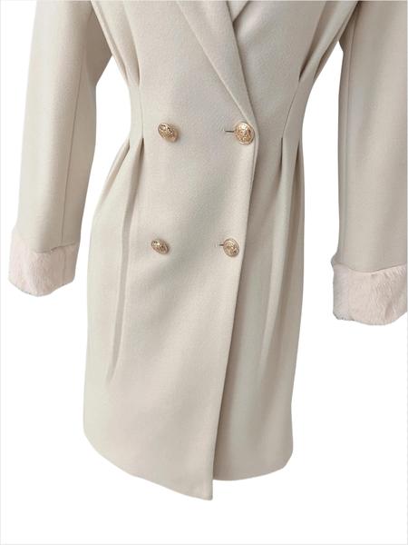 Women's Winter Woolen Coat, Casual Lapel Design, Simple Solid Color, Dual Button Mid-Length Overcoat, Fashionable Outerwear