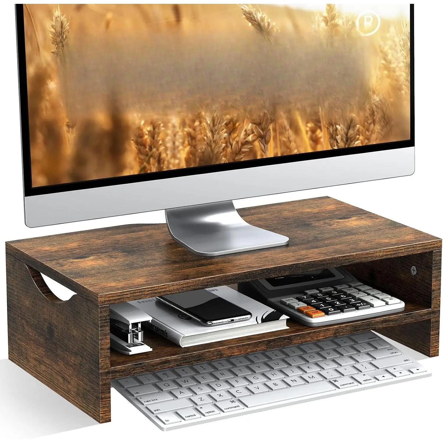 Stand Riser, 2 Tiers  Laptop   Riser | for PC Screen, iMac, Desktop Screen  Stand Riser with Storage for  Office