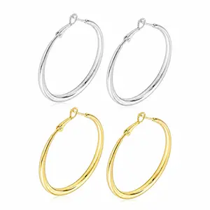Women's Classic Hollow Tube Hoop Earrings - S925 Silver-Plated Brass, Lightweight High-Polish Lever Back, 35/40/50/60mm Gold/Silver, 90s Statement Daily Party Jewelry Gift, 1 Pair Of Hoop Earrings, 35Mm Earings