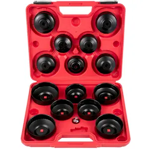 VEVOR Oil Filter Socket Set, 14 Pcs Oil Filter Wrench Set, Sturdy Steel Oil Filter Socket, 3/8\" Oil Filter Socket, Low Profile Oil Filter Socket Set For Easy Access, Oil Filter Wrench Cap Set with C