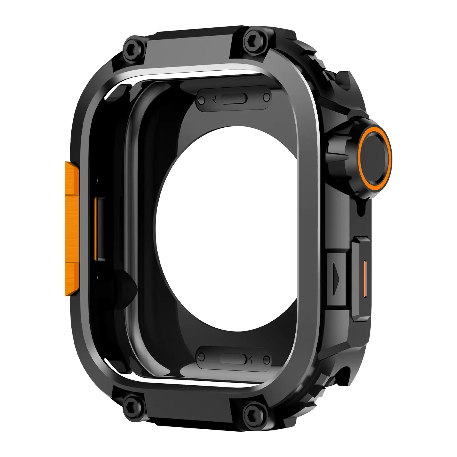 2-in-1 Metal Mechanical Bumper Case for Apple Watch S11-1/SE/Ultra 3/2/1 : 46/49mm, Ultra-Thin Titanium Shell with Raised Edge Screen Protector, Shockproof Drop-Proof Cover for iWatch 49mm 46mm Business Fitness Smartwatch Accessories
