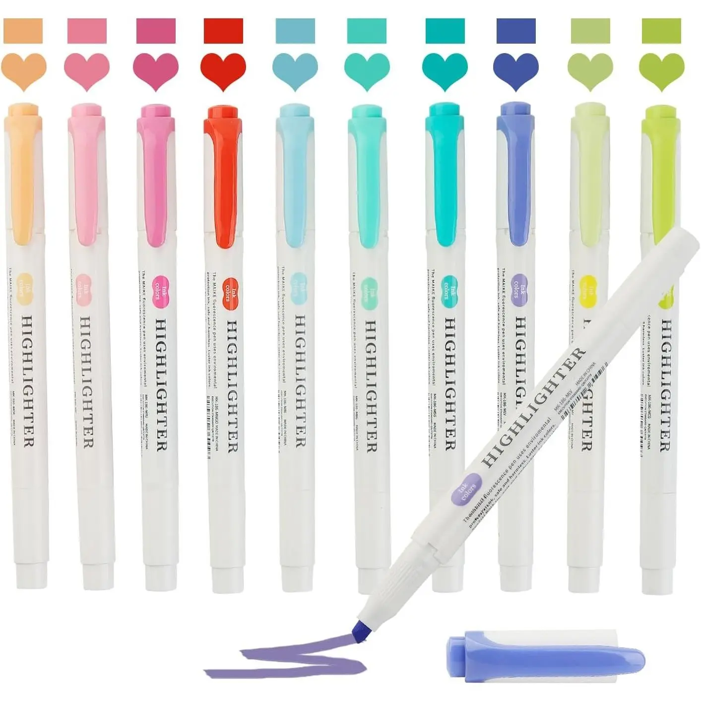 Pastel Highlighters - 10 count  Colors  Tip Real Mild Highlighter Markers, Chisel & Fine Tips for  Journaling, Note Taking, School Supplies, No Bleed
