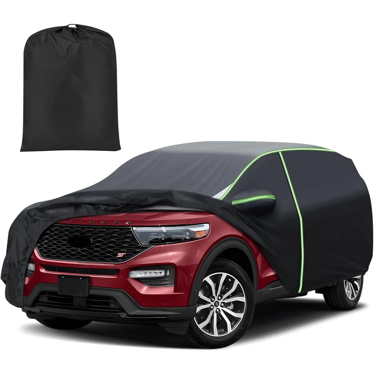 Mixsuper Liner Car Cover for Ford Explorer 1995-2026, 7 Layers Full Car Cover All Weather Car Covers for Explorer, Waterproof Outdoor Cover with Zipper Door Reflective Strips