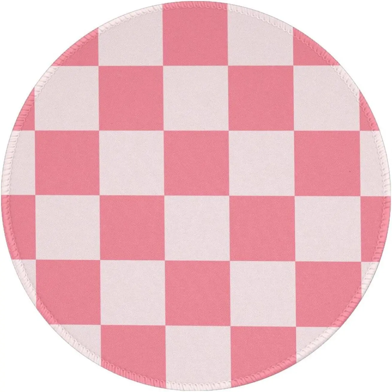 Checkered Round  Pad Small Gaming Mousepad Desk Mat Stitched Edges 8 X 8 Inch for  Office