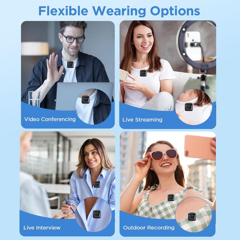 HITOZON Wireless Lavalier Microphone, USB Rechargeable Wireless Microphone with Charging Case, Lapel Mini Mic for Video Recording, Teaching, Interviews, Podcast, Audio, Portable Mic