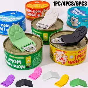 4 Pieces, Cat Claw Shape Pet Can Opener, Non-slip and Labor-saving Protective Nails, Nail Art Friendly, Universal for Cats and Dogs Canned Drinks, Easy To Clean, Random Color, Multi-color