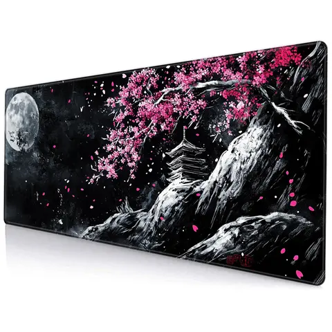 【Black Friday】Cherry Blossom Landscape Pattern Gaming Mouse Pad, 1 Count Rectangle Mouse Pad with Non-Slip Rubber Base for Home, Office & Game Room