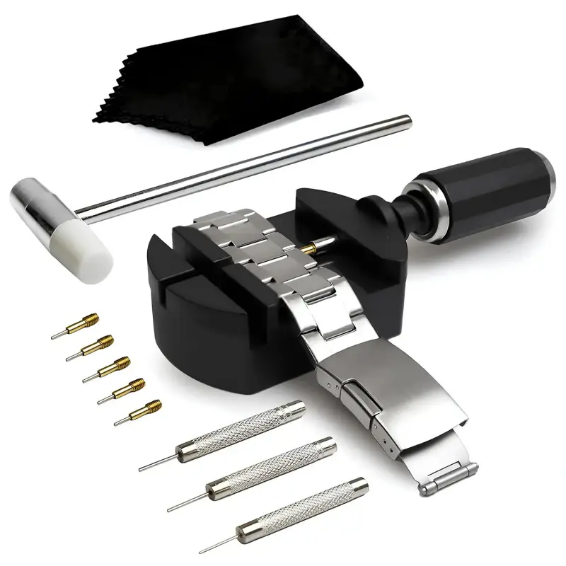 Watch Link Removal Kit, Adjustable Bracelet Tool, Pin Remover, Watch Adjuster, Repair Hammer, Strap Adjustment, Watch Tools, User Manual Included